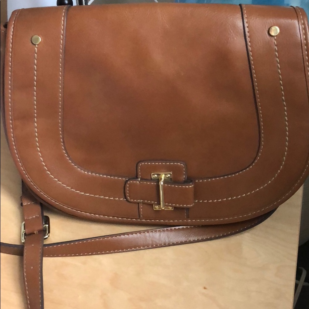 LEATHER BROWN NINE WEST CROSSBODY BAG